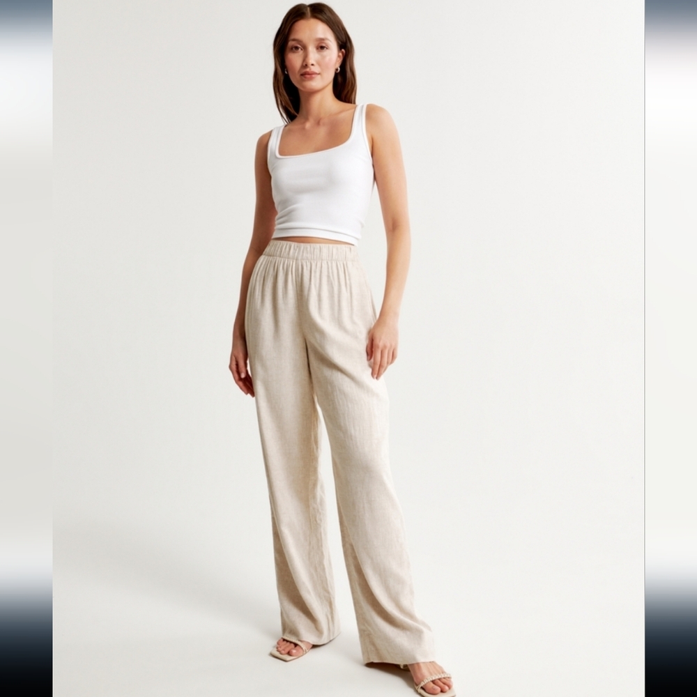 Abercrombie & Fitch Ultra High Rise Wide Leg Linen Pants